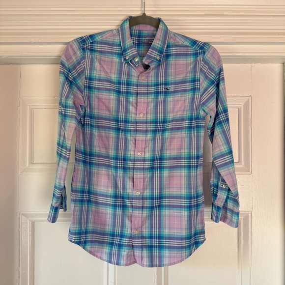 Vineyard Vines Boys On-The-Go Performance Long Sleeve Whale Shirt Small 8-10 - Picture 2 of 12